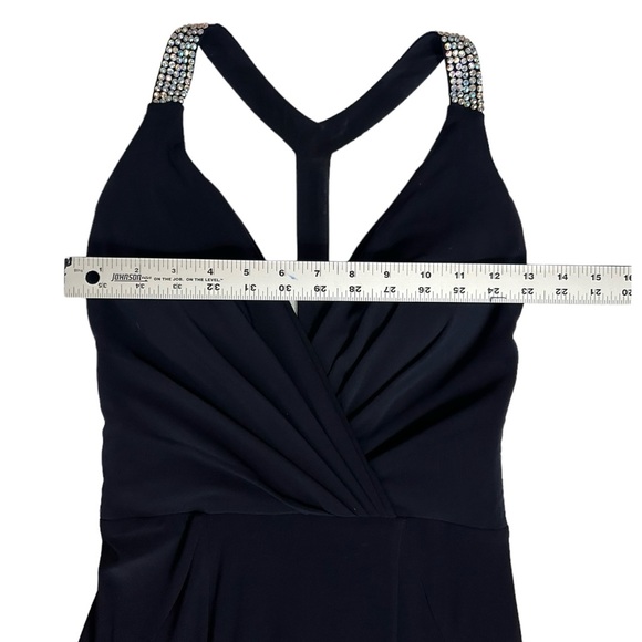 JOVANI Navy Blue Formal Dress sz 2 Halter Sleeveless Rhinestones Full Lengrh - Picture 5 of 14